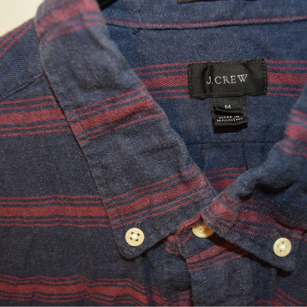 J. Crew Blue and Red Casual Button Down Shirt